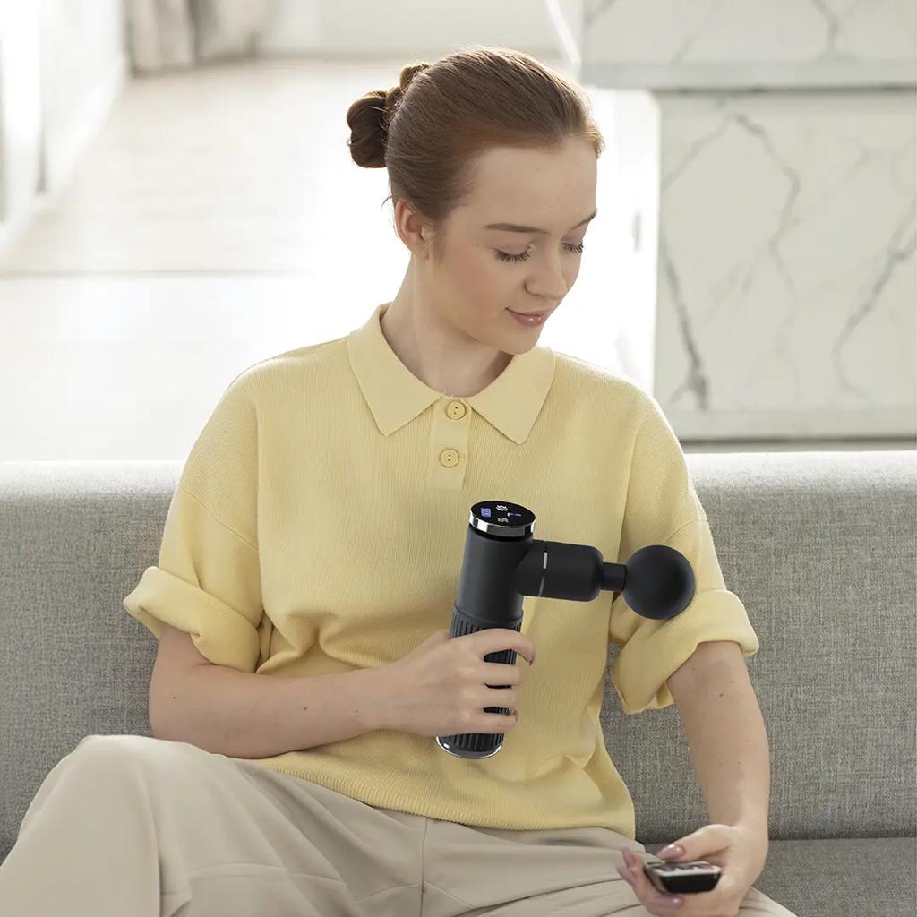 Bally Recovery Massage Gun Premium Cordless Recovery Massager with 6 Heads and Hot Cold Therapy Compact Muscle Deep Tissue Treatment for Any Pain Relief and Relaxation Portable Percussion Massager