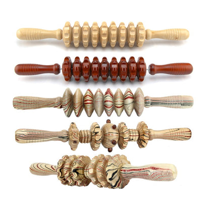 Wooden Back Massager with 9 Rollers for Full Body