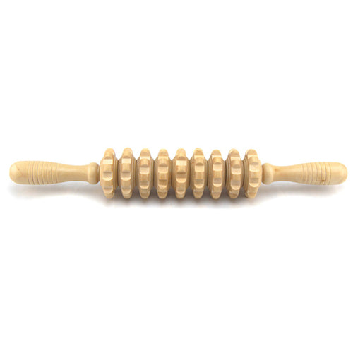 Wooden Back Massager with 9 Rollers for Full Body