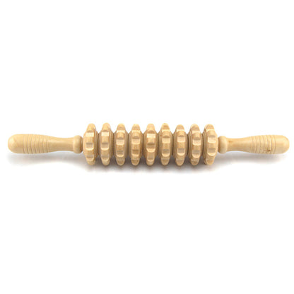 Wooden Back Massager with 9 Rollers for Full Body