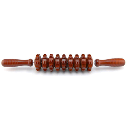 Wooden Back Massager with 9 Rollers for Full Body